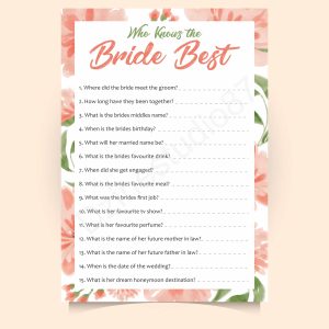 Who knows the bride best Cards